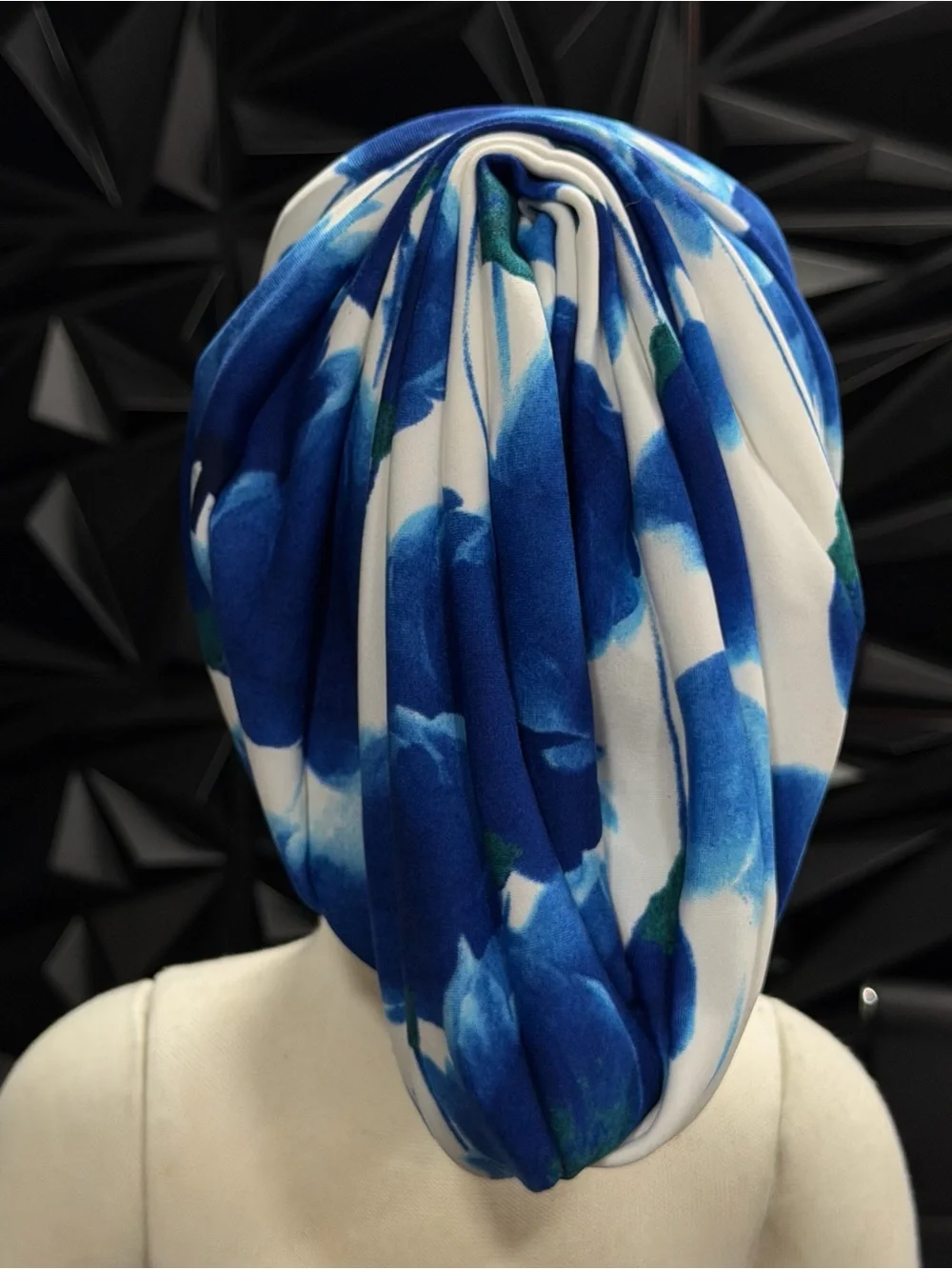 Blue Floral Headwrap Bonnet for Women